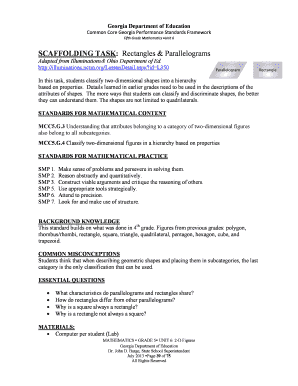Georgia Fifth Grade Mathematics Unit 6 Activity Sheet
