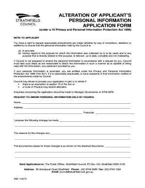 Alteration of Applicant’s Personal Information Form