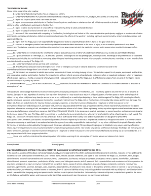 Panther Run Waiver and Release Form