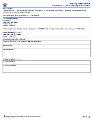 AUD Incoming Wire Transfer Instructions