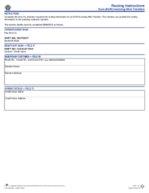 EUR Incoming Wire Transfer Instructions