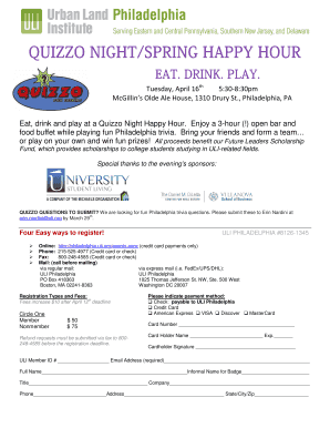 QUIZZO NIGHTSPRING HAPPY HOUR - ULI Philadelphia