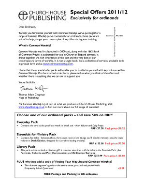 Common Worship Pack Order Form