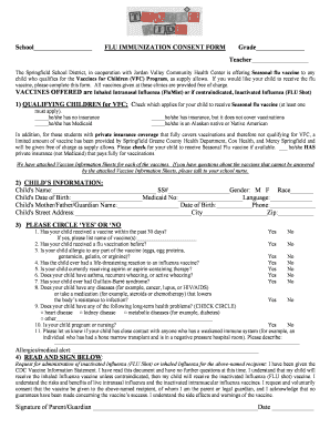 Flu Immunization Consent Form