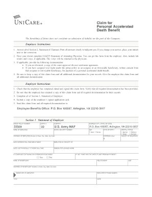 Personal Accelerated Death Benefit Claim Form