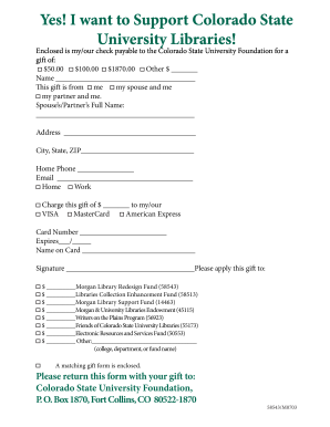Colorado State University Libraries Donation Form