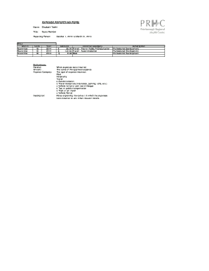 Expense Reporting Form