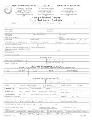 Lexington Excess Flood Insurance Application