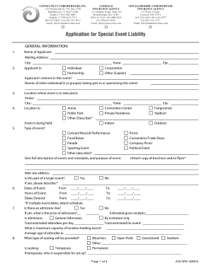Special Event Liability Insurance Application