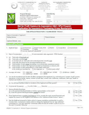 Connecticut Underwriters Insurance Application