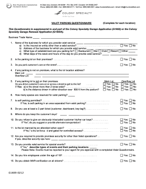 Valet Parking Questionnaire