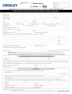 Credit Account Application Form