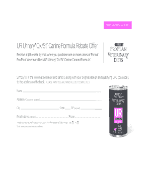 Purina Pro Plan Veterinary Diets Rebate Form