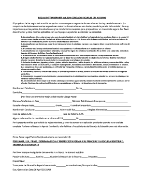 Reglas de transporte Wilson Condado Escuelas del Alumno