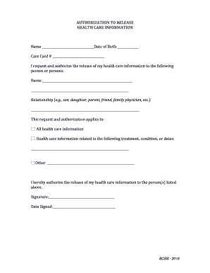 Authorization to Release Health Care Information