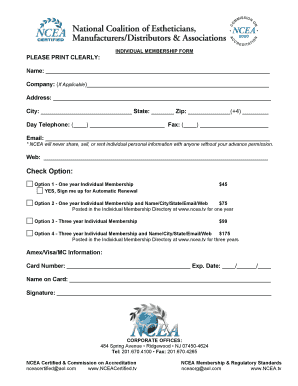 NCEA Individual Membership Form