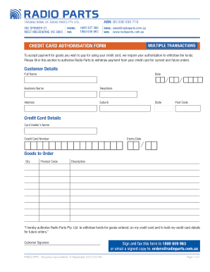 Credit Card Authorization Form