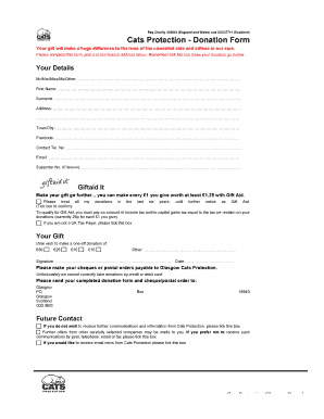 Cats Protection Donation Form