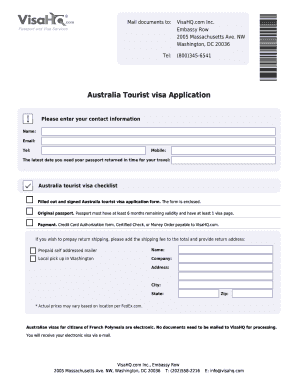 Australia Tourist Visa Application Form 1419