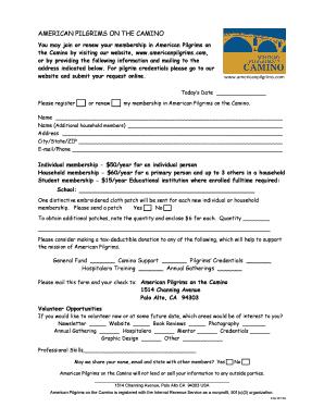 American Pilgrims Membership Application Form