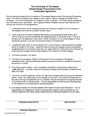 University of Tennessee Procurement Card Agreement