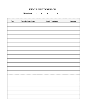 Procurement Card Log