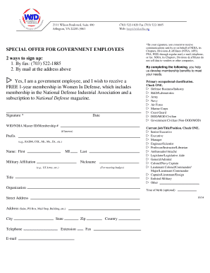 NDIA Government Employee Membership Application