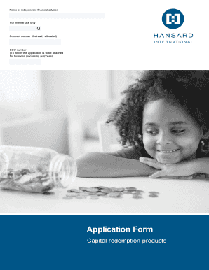 Capital Redemption Products Application Form