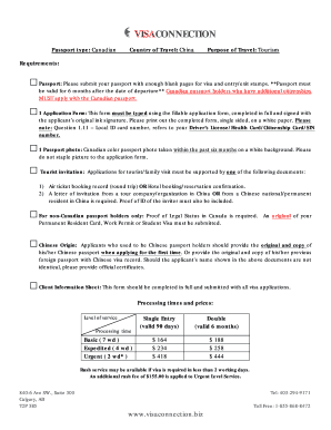 Chinese Visa Application Form