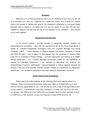 Therapist Confidentiality and Informed Consent Form