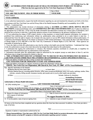 HIPAA Authorization for Release of Health Information