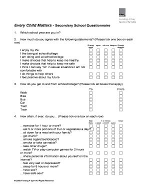 Every Child Matters - Secondary School Questionnaire