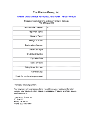 Credit Card Charge Authorization Form
