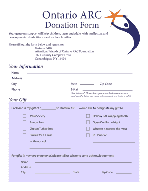 Ontario ARC Donation Form