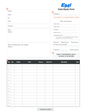 Fillable Online EMI Order Form - bEMIcorpbbcomb Fax Email Print - pdfFiller