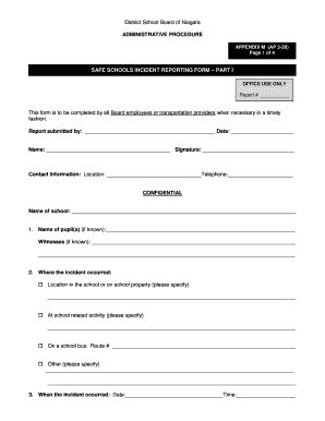 Safe Schools Incident Reporting Form