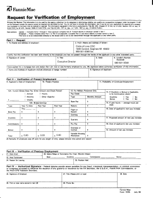 Verification of Employment Form 1005