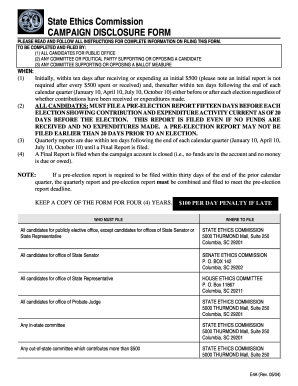 South Carolina Campaign Disclosure Form
