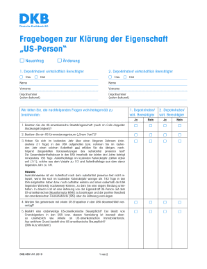 Fragebogen zur Klärung der Eigenschaft „US-Person“