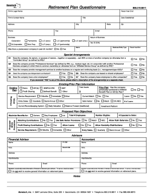Retirement Plan Questionnaire