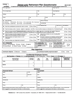 Owner-Only Retirement Plan Questionnaire