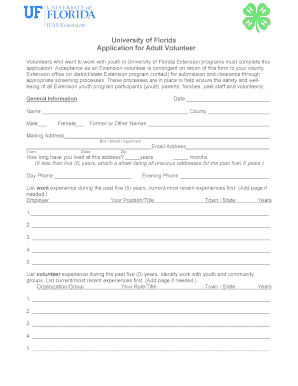 University of Florida Volunteer Application