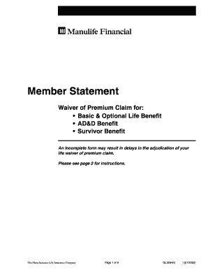 Life Waiver of Premium Claim Form