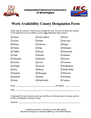 Work Availability County Designation Form