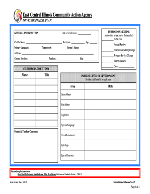 Head Start Developmental Plan