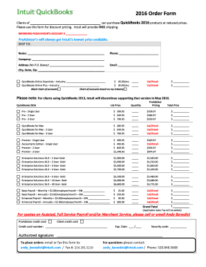 QuickBooks 2016 Order Form