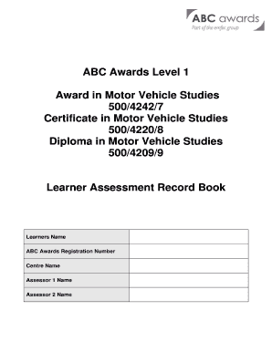 ABC Awards Motor Vehicle Studies Authenticity Declaration
