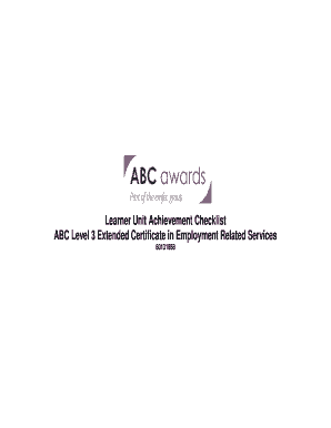 Learner Unit Achievement Checklist
