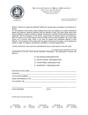 Temporary Food Event Exemption Form