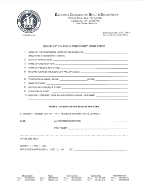 West Virginia Temporary Food Event Registration